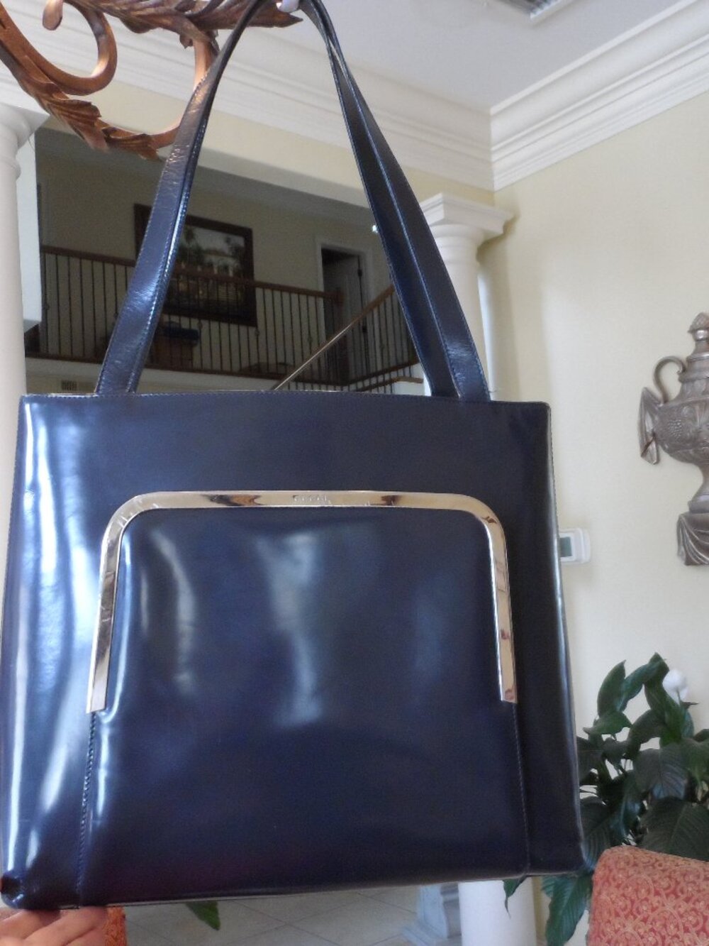 Gucci Horsebit Black Patent Leather Shoulder Bag